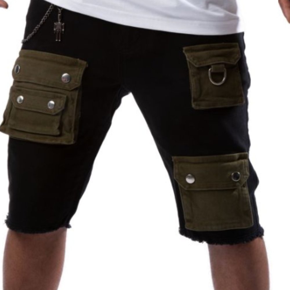Axel Cargo Short (Black/Olive) Embellish NYC